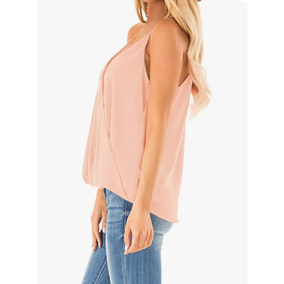 *NWT* Womens Deep V Neck Wrap Spaghetti Strap Tank Top - Picture 2 of 9